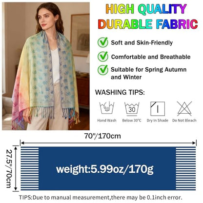 Rave Pashmina Scarf, Fashion Colorful Shawls and Wraps Soft Festival Scarves - color: E-camel (Horse Pattern)