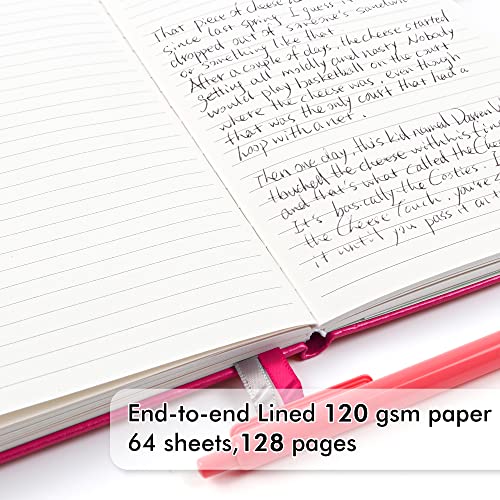 feela 3 Pack Notebooks Journals Bulk, Hardcover Notebook Classic Ruled Lined Journals with Pen Holder for Women Girls School Business Supplies, with 3 Black Pens, 120 GSM, 5.1”x8.3”, A5, Berry - color: 3 Pack berry
