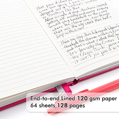 feela 3 Pack Notebooks Journals Bulk, Hardcover Notebook Classic Ruled Lined Journals with Pen Holder for Women Girls School Business Supplies, with 3 Black Pens, 120 GSM, 5.1”x8.3”, A5, Berry - color: 3 Pack berry