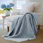 Levtex Home - Trintton Quilted Throw - 50x60in. - Artisan Woven-Inspired Bands in Blue - Reversible - Cotton - size: Throw 50x60