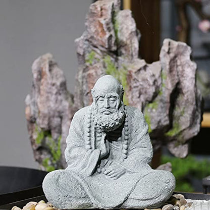 Buddha Statue Ornament Chinese Style Sculpture Garden Decor Sandstone Zen Home