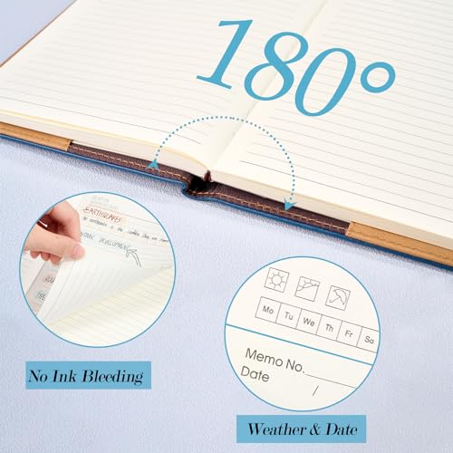 Fanery Sue Tree of Life Journals For Women & Men A5 Lined Wide Ruled Writing Personal Diary Notebooks 180° Lay Flat Thick Paper Hard Cover Leatherette 200 Pages(Blue) - color: A1-Blue, style: Single（Tree of Life）