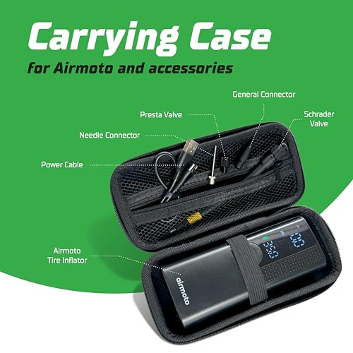 Airmoto Carrying Case - Durable Storage Box Compatible with Most Handheld Tire Inflators - Hard Case for Tire Inflator Portable Air Compressor - Mesh Pocket for Air Pump Connectors - Container Only