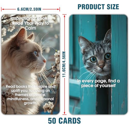 Against Anxiety Cards, 50 Cats Affirmation Cards for Stress Relief and Self Care Mindfulness