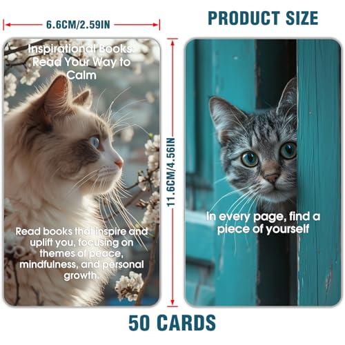 Against Anxiety Cards, 50 Cats Affirmation Cards for Stress Relief and Self Care Mindfulness