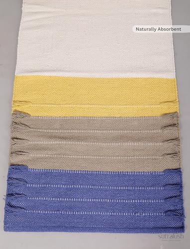Cotton Yoga Mat Handwoven Rug, Non-Slip Textured Surface, Washable & Foldable Yoga Rug for Hot Yoga, Pilates & Meditation, 24 x 72 Inch Multicolor