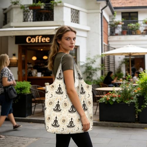 Yoga Meditation (10) For Foldable Shopping Bag, Washable Storage Tote For Work And Travel