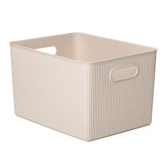 Eco-Friendly Decorative Plastic Basket Open Home Storage Bins Organizer, X-Large (1 Pack) Container Boxes for Organizing Closet Storage Bins for Shelves - Ribbed Collection 22 Liter/23 Quart - color: Eco-Friendly, size: 22 Liter