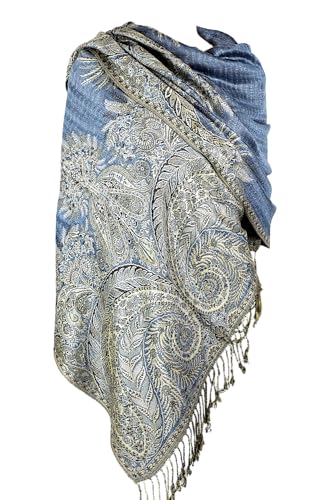 Achillea Big Paisley Pashmina Shawl Wrap for Women – Elegant Scarf for Weddings, Evening Dresses, Festivals & Daily Wear