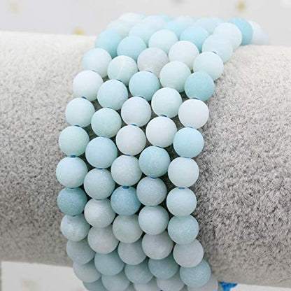Keleny Natural Gemtone 6mm Round Beads Crystal Adjustable Braided Macrame Tassels Bracelets Unisex - color: Matte Blue Amazonite