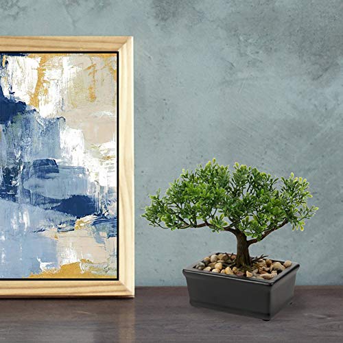 Artificial Bonsai Tree Juniper Faux Plants Indoor Small Fake Plants Decor with Ceramic Pots for Home Table Office Desk Bathroom Shelf Bedroom Living Room Farmhouse Decorations - style: 6" Ficus