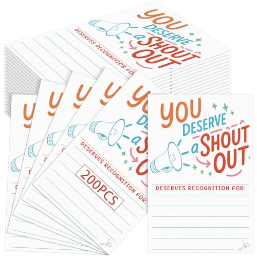 Motiskyy 200 Pcs Shout out Cards for Students Back to School Gifts Bulk for Students Teachers Shout out Positive Card for Employees Staff Appreciation Recognition Reward Card for Work Bulletin Board - color: Blue, style: Lively