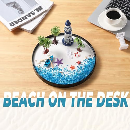 Cularve Zen Garden for Desk, Holiday Island Theme Sand Box Kit, Garden Meditation, Stress Relief Gifts, Home Office Desk Decoration.