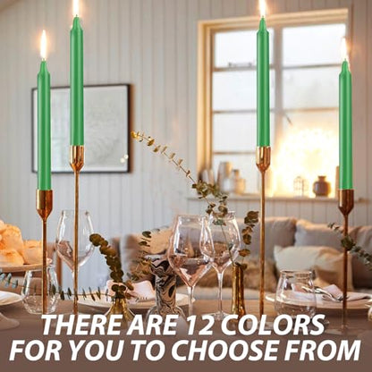 24 Pack Green Spell Chime Candles – Premium Mini Unscented Taper Candles for Rituals, Prayer, Meditation, Altar, Spells – 4" Tall – Ideal for Witches & Spiritual Practices - color: Green