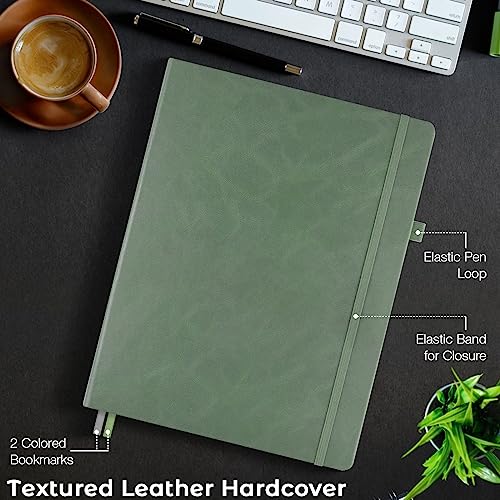 Blank Notebook, Hardcover Sketch Book, 8.5" x 11" Large Blank Journal, No Bleed Thick Paper Sketchbook for Drawing, Unlined Notebook Journal for Women Men, A4 Leather Sketchbook, Lay Flat, Light Green - color: Light Green