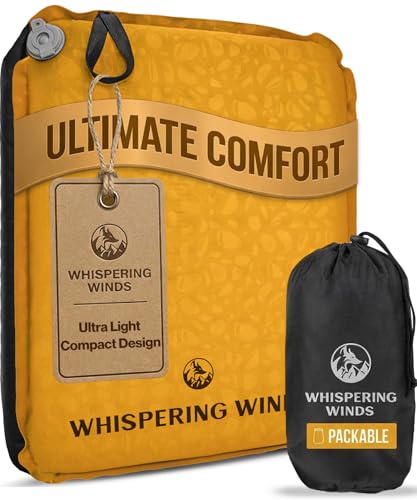 Whispering Winds Inflatable Seat Cushion - Comfortable Blow-up Foam Pad for Airplane, Travel, Stadium, Outdoors, Camping, Car & More - color: Dark Gold - 1pack, size: Large
