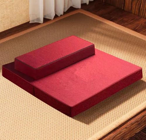 Large Meditation Cushion Mat Set Thick Yoga Mat Bolster Floor Pillows Seating for Adults Upgraded Meditation Accessories(Size:24x24inch,Color:Red1) - color: Red1, size: 24x24inch