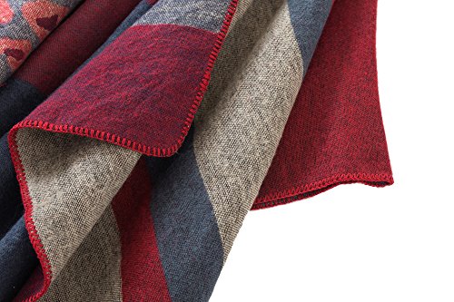 Urban CoCo Women's Color Block Shawl Wrap Open Front Poncho Cape - color: Series 2-red