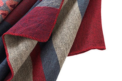 Urban CoCo Women's Color Block Shawl Wrap Open Front Poncho Cape - color: Series 2-red