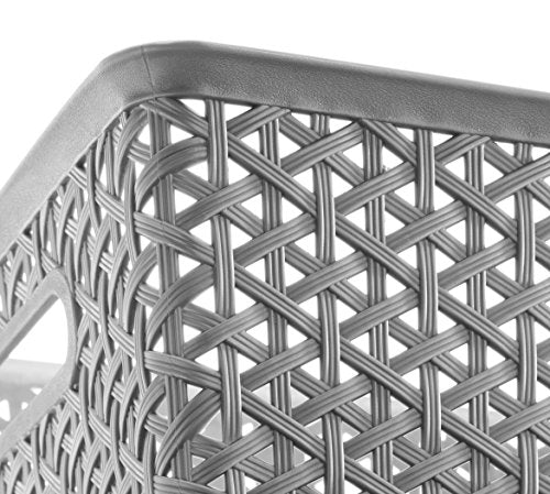 Whitmor 6597-5656-SLVR Resin Tote, Small, Silver - color: Silver, size: 9.76"L x 7.8"W x 3.94"H