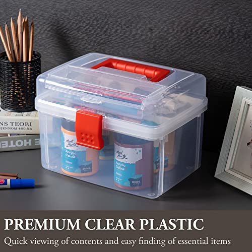 MyGift 10 Inch Premium Clear First Aid Bin with Detachable Tray and Quick Access Top Lid Flap, Portable Emergency Kit, Medical Supply Travel Tote, Medicine Storage Box Container (Red) - color: Red