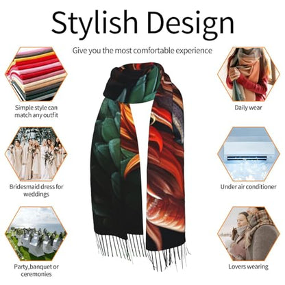 Astronaut Sitting in Yoga Chakra Scarf for Women Warm Soft Scarves Fashion Fringed Shawl Casual Tassel Blanket Scarf - color: Chinese Dragon