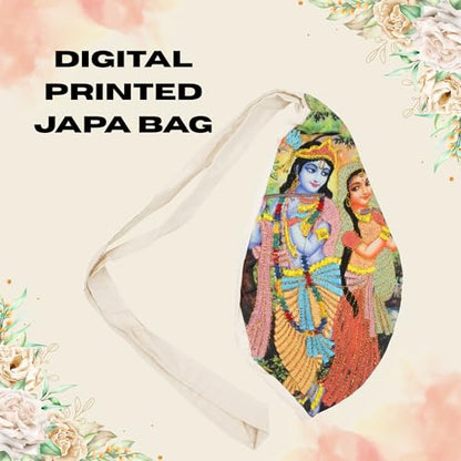 Cotton Japa Meditation Jholi Devotional Print | Traditional Chanting Bead Pouch for Mala | Handcrafted Prayer Accessory