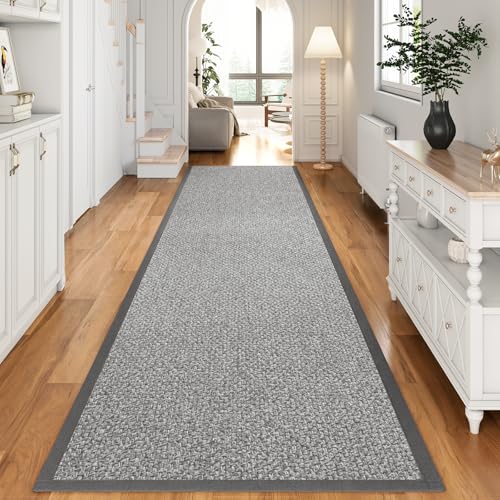 YDKGL Washable Hallway Runner Rug 2x8 Jute Like Kitchen Runner Mat Rugs Non Slip, Woven Soft Entryway Farmhouse Runner Boho Floor Carpet for Indoor Laundry Hall Backdoor Bedroom Living Room, Grey - color: Grey, size: 2'x8'