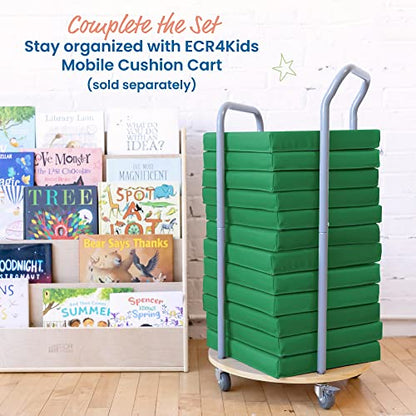 ECR4Kids SoftZone Floor Cushions, Square, Flexible Seating, Green, 6-Piece - color: Green