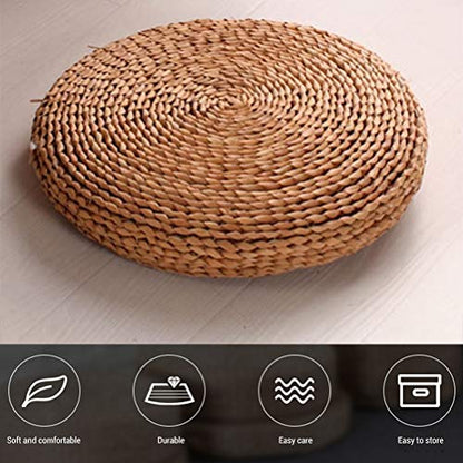 1PCS Round Straw Cushion Yoga Meditation Cushion Silk Padding Floor Mat(30 * 30cm)