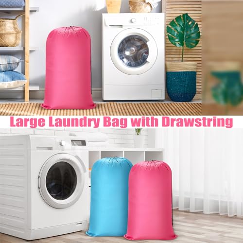 Nuogo 20 Pcs Laundry Bag Washable Travel Laundry Bags with Drawstring Lock Closure Large Heavy Duty for Camping Tent Blankets Dirty Clothes Yarn Fabric Storage, 38 x 24 Inches(Pink, Blue) - color: Pink, Blue