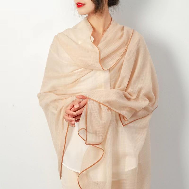 Luxury Cashmere Pashmina Style Shawl - Silk & Wool Blend Scarf, Lightweight Skin-Friendly Wrap - color: Honeycomb Fabric. - Orange