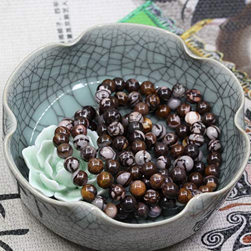 Amandastone Natural Gemstone 8mm Round Beads Stretch Bracelet 7 Inch - color: African Pink Agate
