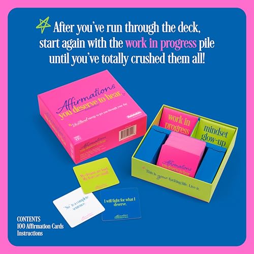 Affirmations You Deserve to Hear by Relatable – Graduation Gifts, Bold Daily Affirmation Cards for Women, Perfect Self Care Gifts, Birthday Gifts,& Motivational Cards for Friends – 100 Cards