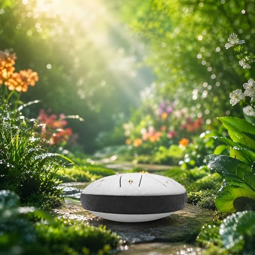 Rain Drum for Outside Garden, MIUYA 6 Inch 11 Notes Steel Tongue Drum for Adults, Beginner Percussion Instrument for Meditation Yoga, Cloud White - color: Cloud White