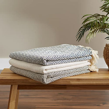 DII Global, Fields of Diamond Woven Throw, 50x60, Mineral - color: Mineral