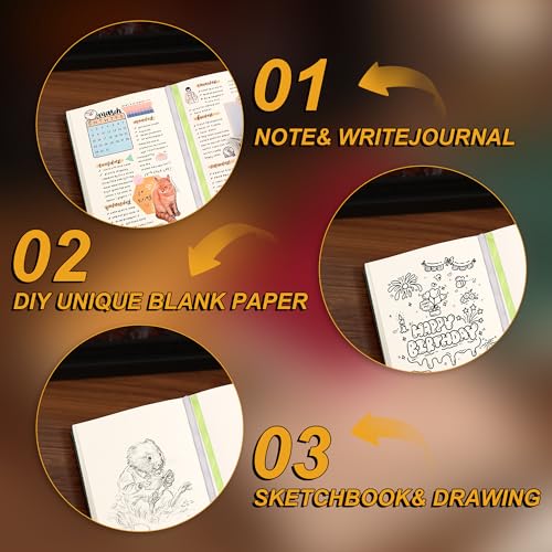 Thick Blank Journal Notebook 400 Pages 3.9 × 5.5 No Lines Soft Leather Pocket Blank Notebook for Women Drawing Book Memo Writing Sketch Diary Notebook Upgrade Page (dark green) - color: dark green