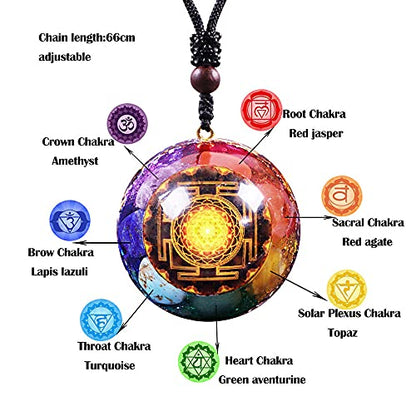 Day Day Up 7 Chakra Gemstone Reiki Energy Crystals Chakra Orgonite Pendant Necklace For Good Luck Yoga Meditation Jewelry - style: orgone pendant