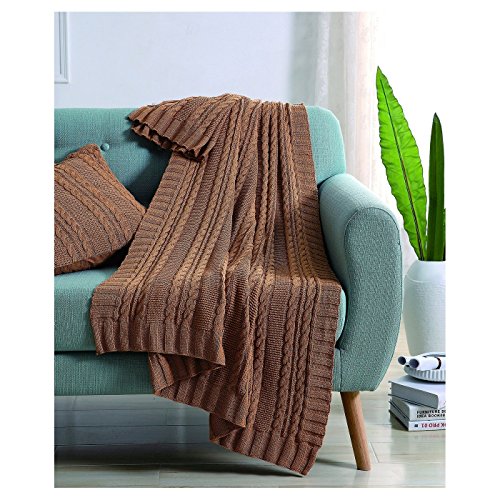 VCNY Home - Throw, Soft & Cozy Cotton Blanket, Cable Knit Home Décor - color: Taupe