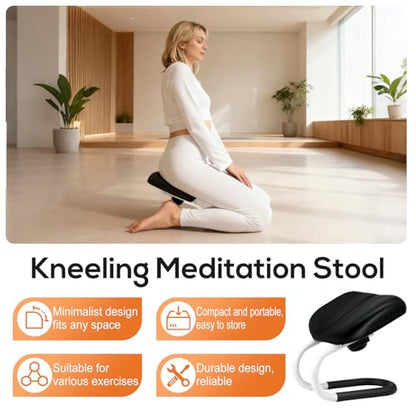 Meditation Bench | Meditation Chair | Kneeling Prayer Bench | Seiza Chair - Adjustable Height, Portable Metal Stool with Non-Slip Cushion for Home, Yoga & Prayer