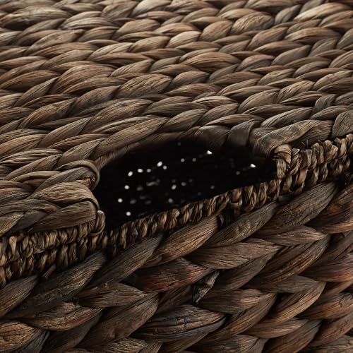 Casafield Set of 2 Water Hyacinth Storage Baskets with Tapered Bottoms and Lids (Medium/Large), Multipurpose Organizers for Bedroom, Bathroom, Laundry, Home Office