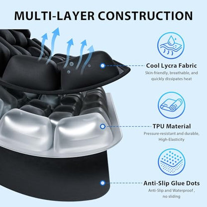 Inflatable Seat Cushion, Pressure Relief Airplane Seat Cushion for Long Flights Without Air Pump, Portable Car Seat Cushions,Office Chair Wheelchair Cushions Relief Discomfort in Coccyx&Buttock - color: Square