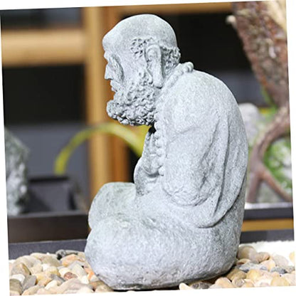 1pc Chinese Style Sitting Buddha Statue Sandstone Figurine for Home Decor Office Zen Garden and Meditation Spaces