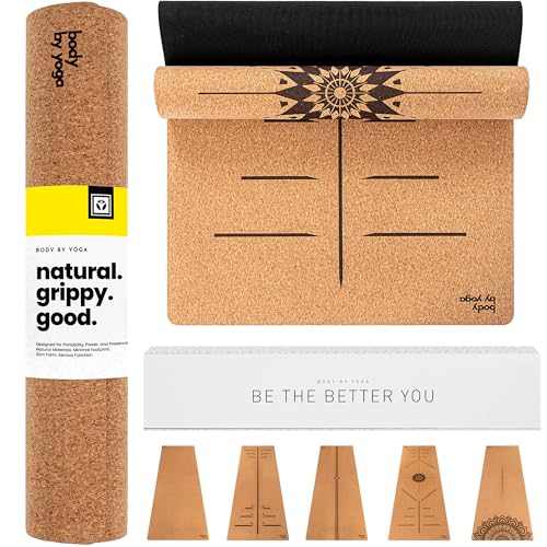 Luxury Cork Yoga Mat - Non Slip, Extra Thick Grip. Thicker, Longer, and Wider for More Comfort and Support. Tough Enough For Hot Yoga. Natural, Non Toxic, and Eco Friendly. Optional Alignment Lines. - color: Dreamer, size: Mini 72" x 24" x 0.17"