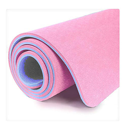 Hatha Yoga Extra Thick TPE Yoga Mat - 72"x 32" Thickness 1/2 Inch -Eco Friendly SGS Certified - With High Density Anti-Tear Exercise Bolster For Home Gym Travel & Floor Outside - color: Pink/Blue