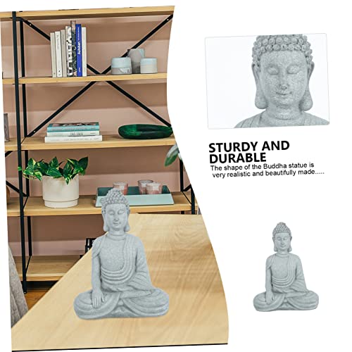 Happyyami Sandstone Buddha Statue Zen Style Home Balcony Decor Indoor Micro Landscape Ornament for Meditation and Relaxation