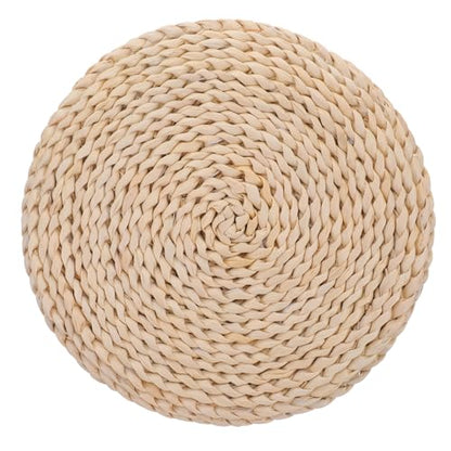 Toyvian Woven Double-Layer Tatami Meditation Floor Cushion 30x30cm Corn Husk Seat Pad Thickened Sitting Mat for Zen Practice and Compact Area Seating