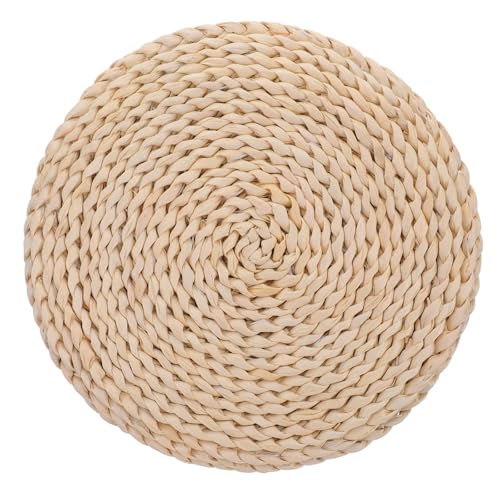 Toyvian Woven Double-Layer Tatami Meditation Floor Cushion 30x30cm Corn Husk Seat Pad Thickened Sitting Mat for Zen Practice and Compact Area Seating