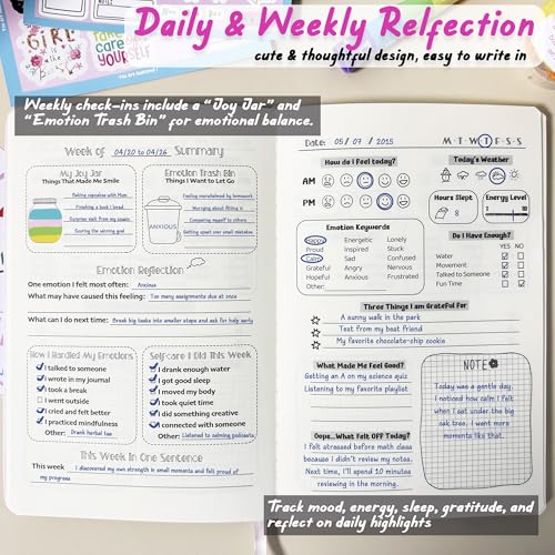 Mood Tracker Journal Set for Teen Girls & Women | 126-Day Guided Mental Health & Self-Care Planner with Daily Check-In, Weekly Reflection, Mood Charts & Mindfulness Cards | Journal Gift Kit