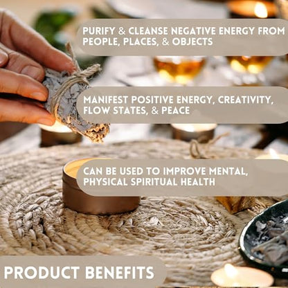 Ancient VEDA Sage Smudge Kit | Blue Sage, Sweetgrass & Palo Santo Sticks - Meditation, Yoga & Home Cleansing Kit - color: Blue Sage, size: Healer's Kit